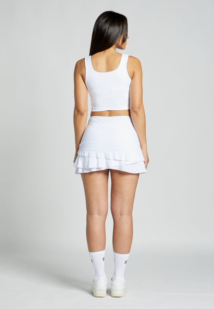 Mädchen & Damen 2-in-1 Sport Crop Top mit Bustier, weiß von SPORTKIND