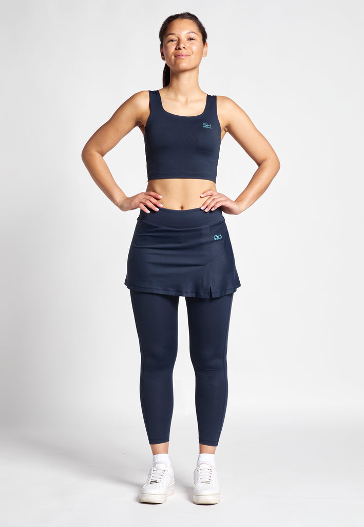 Mädchen & Damen 2-in-1 Tennisrock mit langer Leggings / Skapri, navy blau von SPORTKIND