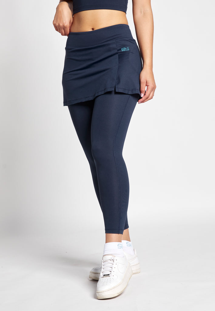 Mädchen & Damen 2-in-1 Tennisrock mit langer Leggings / Skapri, navy blau von SPORTKIND