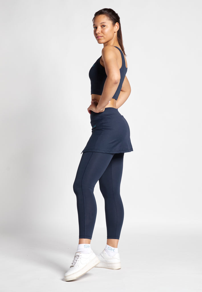 Mädchen & Damen 2-in-1 Tennisrock mit langer Leggings / Skapri, navy blau von SPORTKIND