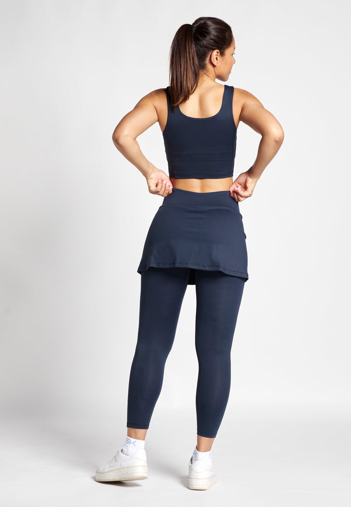 Mädchen & Damen 2-in-1 Tennisrock mit langer Leggings / Skapri, navy blau von SPORTKIND