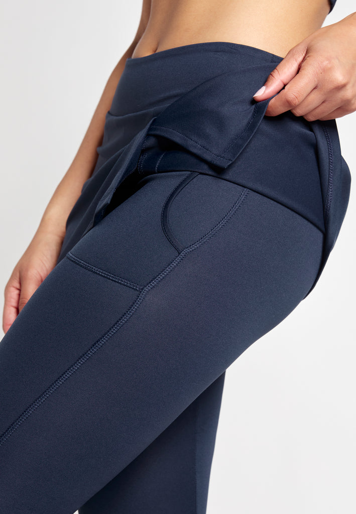 Mädchen & Damen 2-in-1 Tennisrock mit langer Leggings / Skapri, navy blau von SPORTKIND