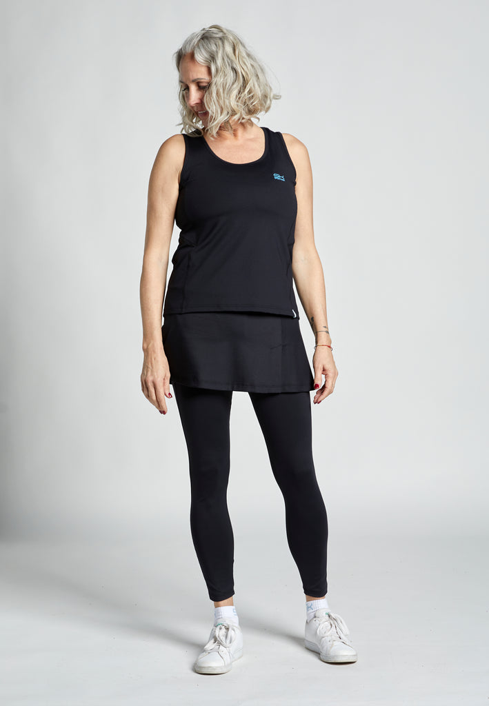 Mädchen & Damen 2-in-1 Tennisrock mit langer Leggings / Skapri, schwarz von SPORTKIND