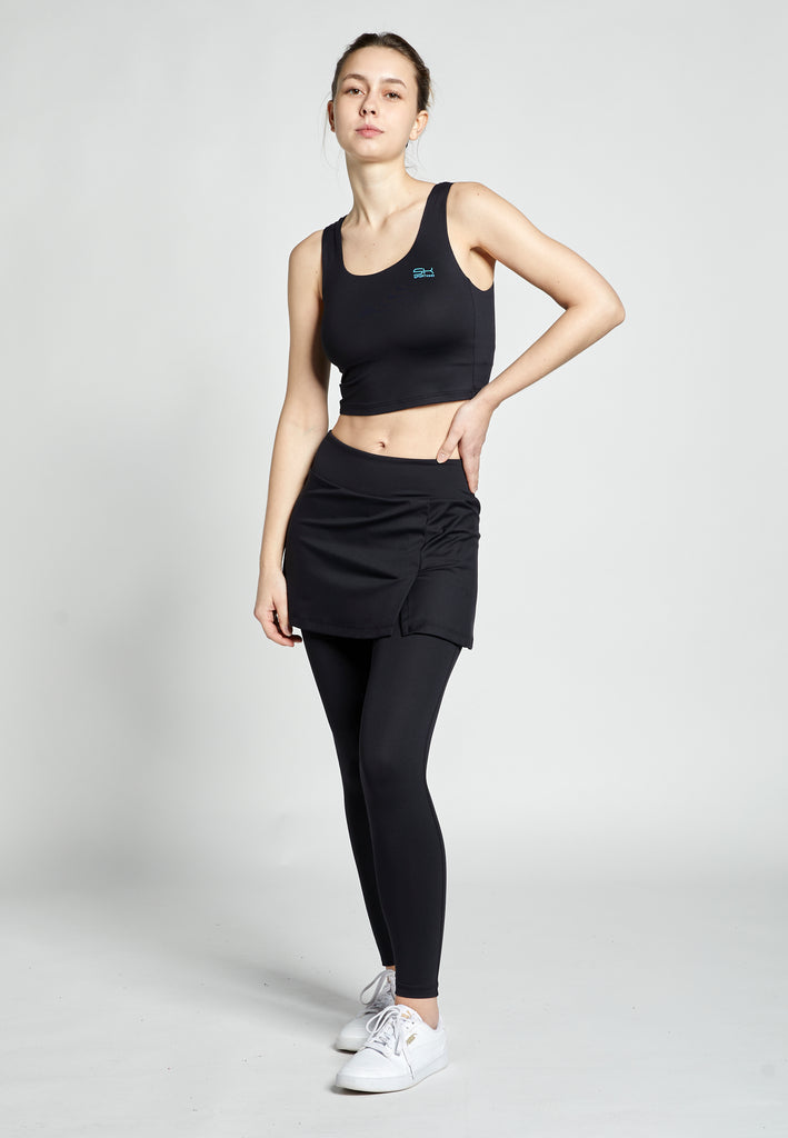 Mädchen & Damen 2-in-1 Tennisrock mit langer Leggings / Skapri, schwarz von SPORTKIND