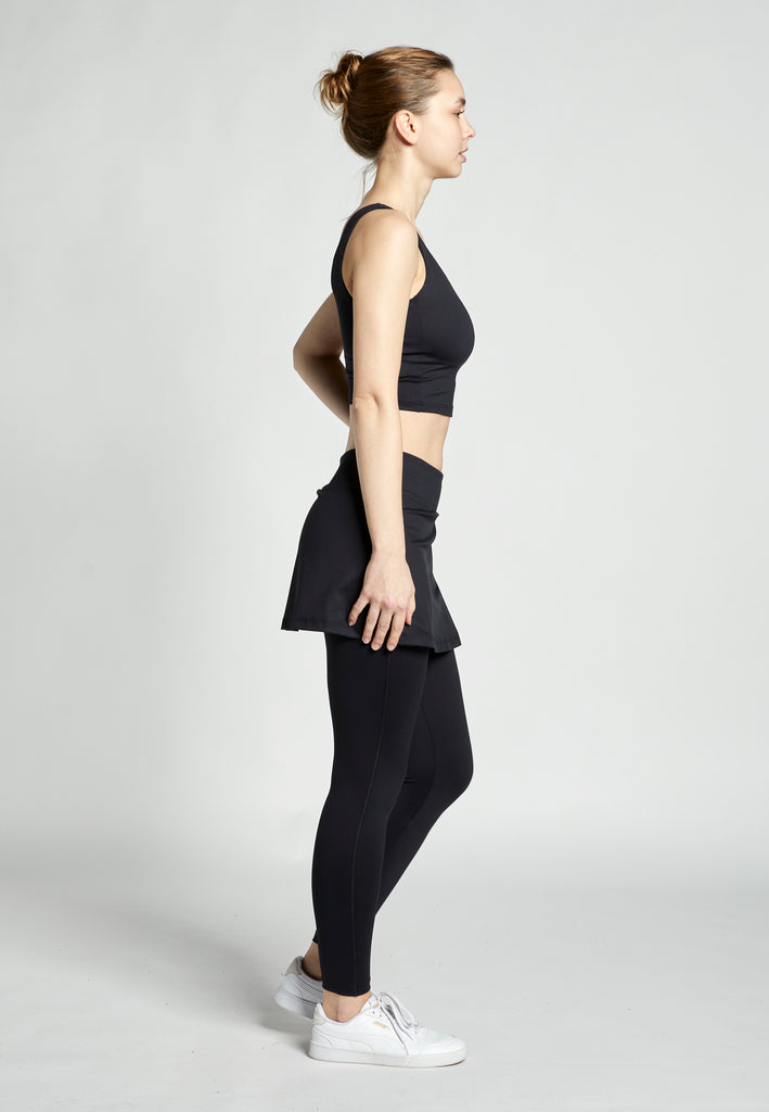 Mädchen & Damen 2-in-1 Tennisrock mit langer Leggings / Skapri, schwarz von SPORTKIND