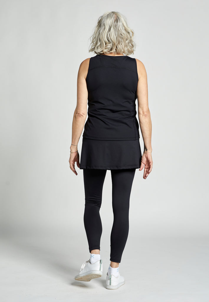 Mädchen & Damen 2-in-1 Tennisrock mit langer Leggings / Skapri, schwarz von SPORTKIND
