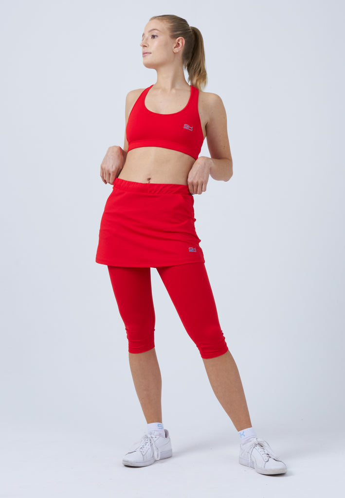 Mädchen & Damen und Gender 2-in-1 Tennisrock mit Leggings / Skapri, rot von SPORTKIND