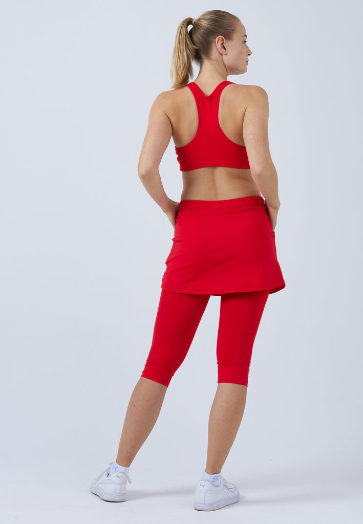 Mädchen & Damen und Gender 2-in-1 Tennisrock mit Leggings / Skapri, rot von SPORTKIND