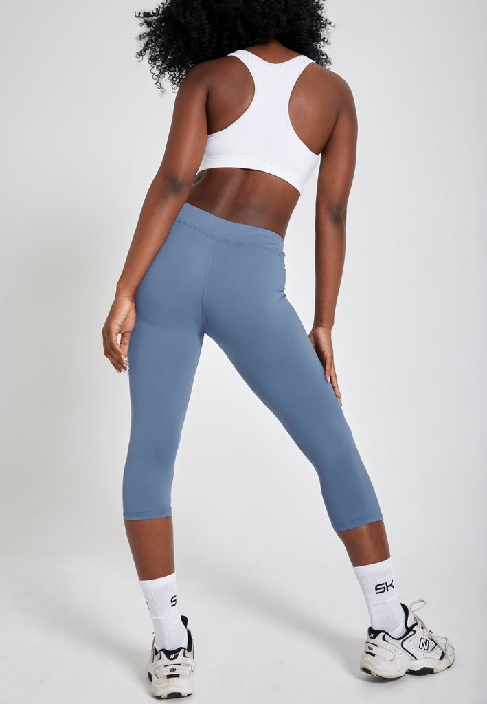 Mädchen & Damen 3/4 Sport Leggings, grau blau von SPORTKIND