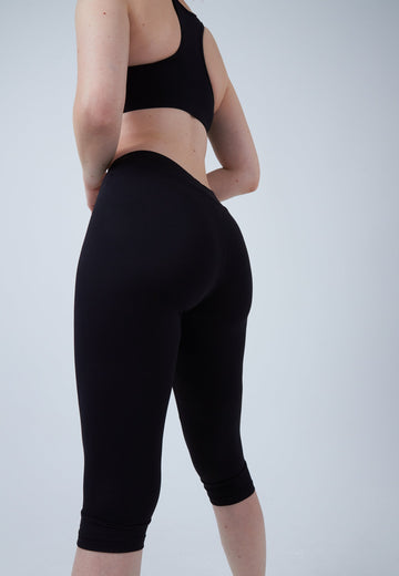 Mädchen & Damen und Gender 3/4 Sport Leggings, schwarz von SPORTKIND