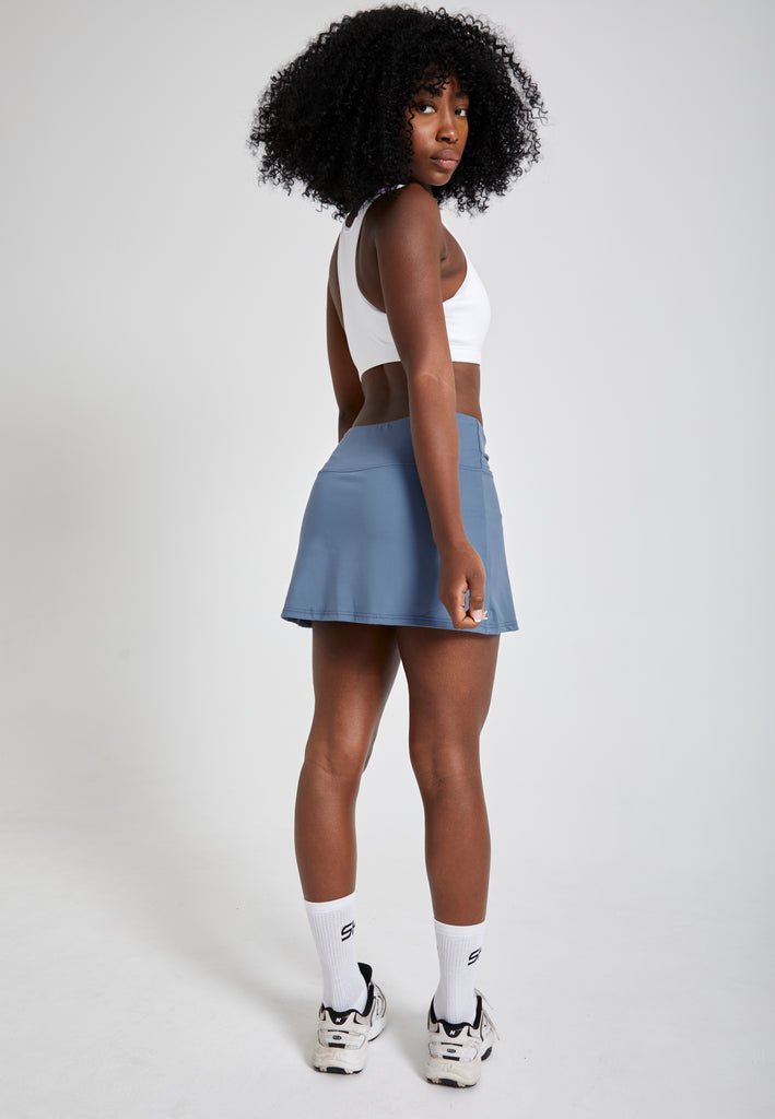 Mädchen & Damen Basic Tennisrock / Skort, grau blau von SPORTKIND