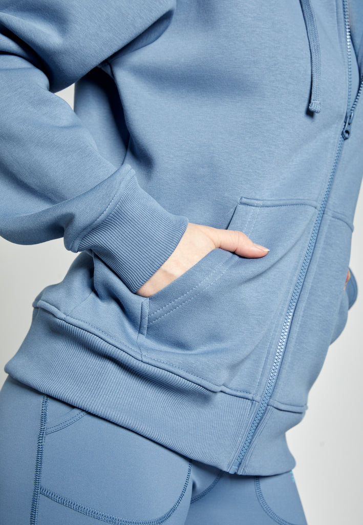 Unisex Kapuzenjacke mit Reißverschluss unisex, grau blau von SPORTKIND