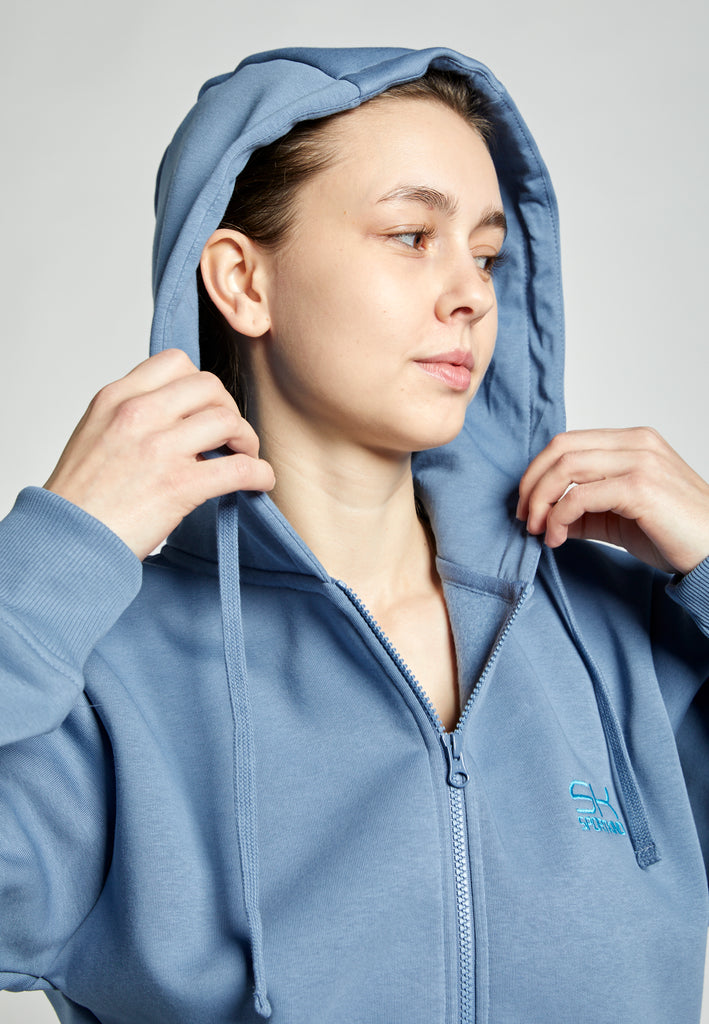 Unisex Kapuzenjacke mit Reißverschluss unisex, grau blau von SPORTKIND