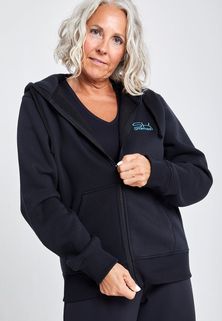 Unisex Kapuzenjacke mit Reißverschluss unisex, schwarz von SPORTKIND