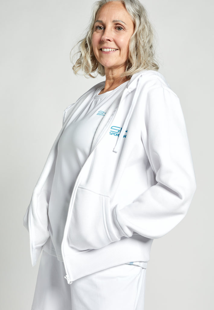 Unisex Kapuzenjacke mit Reißverschluss unisex, weiß von SPORTKIND