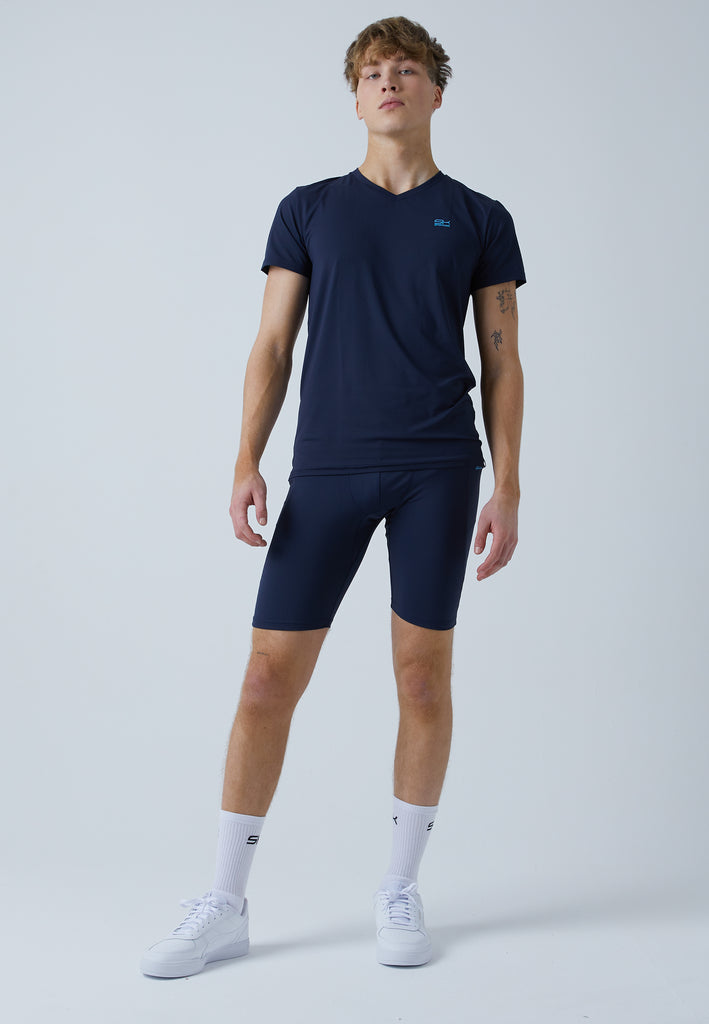 Jungen & Herren und Gender Short Tights / Radlerhose mit Taschen, navy blau von SPORTKIND