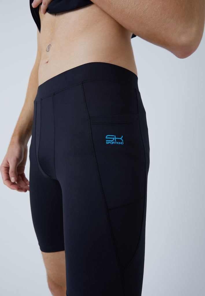 Jungen & Herren und Gender Short Tights / Radlerhose mit Taschen, schwarz von SPORTKIND