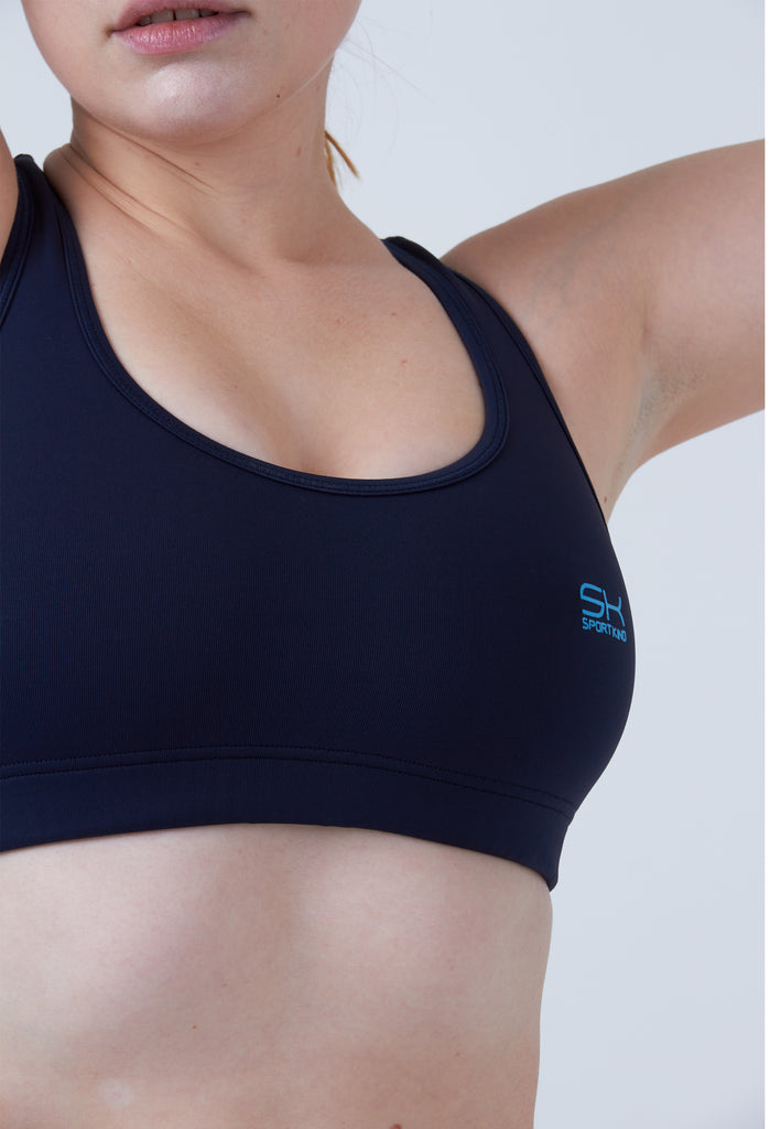 Mädchen & Damen und Gender Sport BH breite Träger, navy blau von SPORTKIND