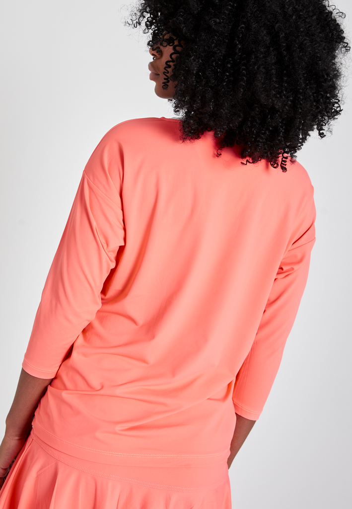 Mädchen & Damen Tennis 3/4 Loose Fit Shirt, apricot von SPORTKIND