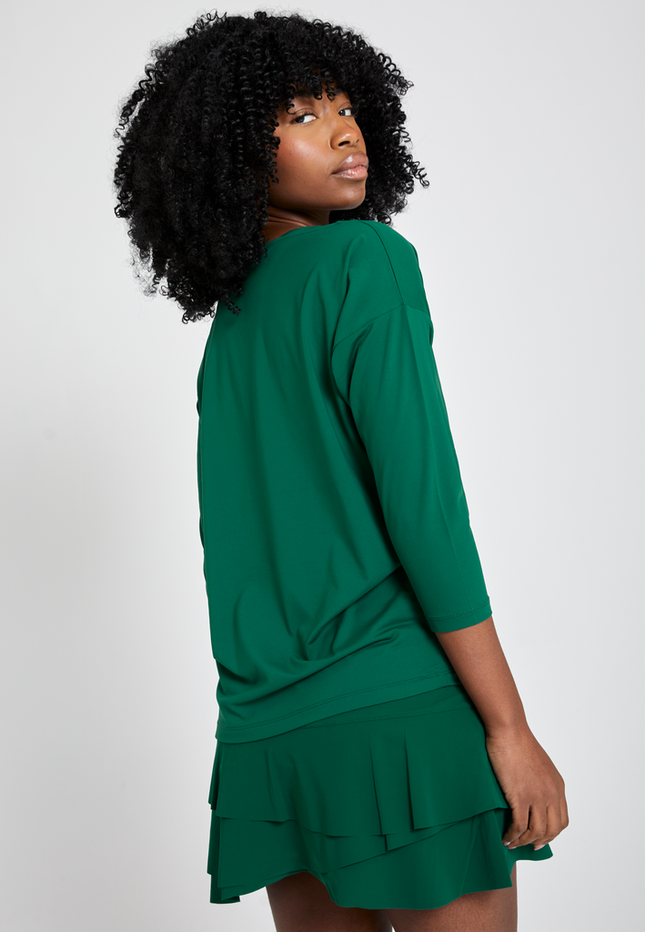 Mädchen & Damen Tennis 3/4 Loose Fit Shirt, tannengruen von SPORTKIND