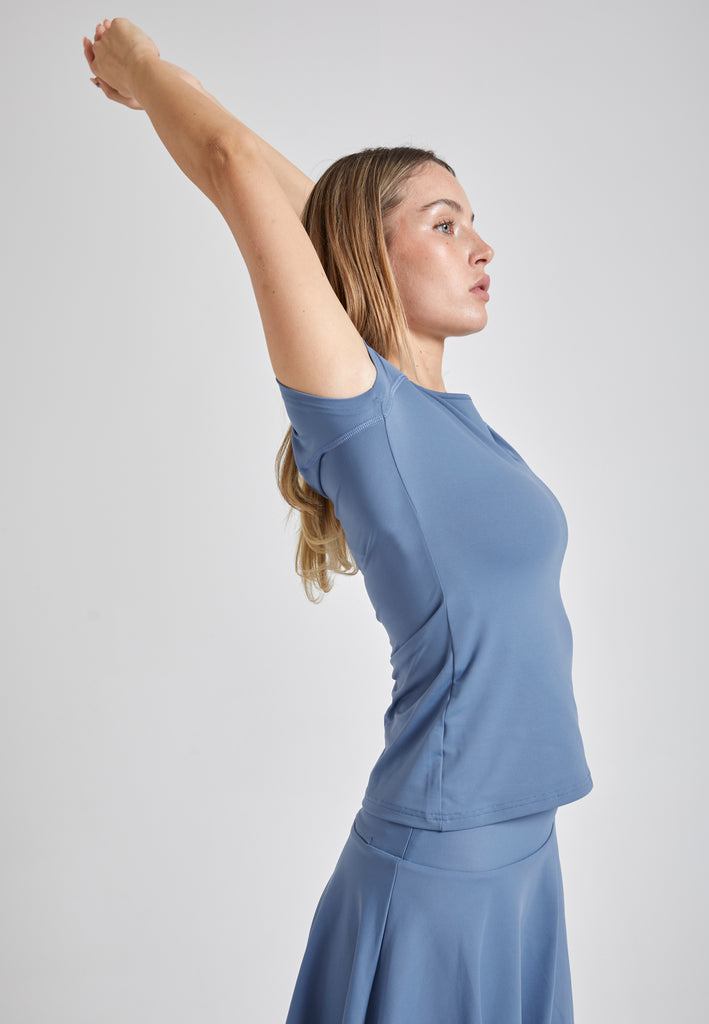 Mädchen & Damen Tennis Capsleeve T-Shirt, grau blau von SPORTKIND