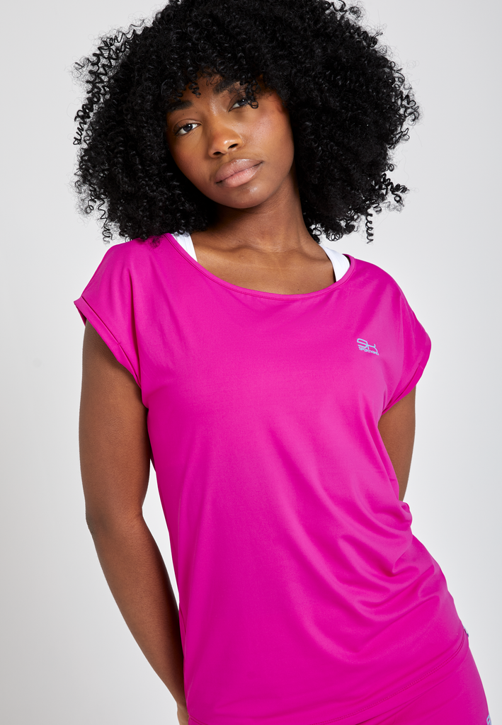 Mädchen & Damen Tennis Loose Fit Shirt, berry pink von SPORTKIND