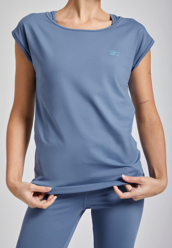 Mädchen & Damen Tennis Loose Fit Shirt, grau blau von SPORTKIND