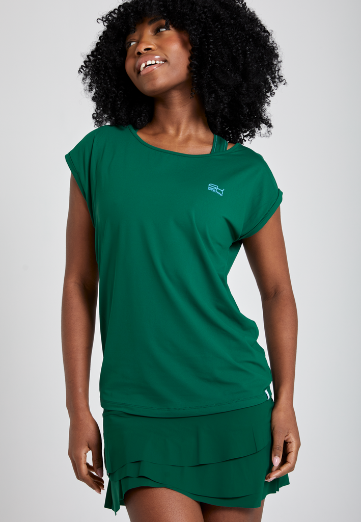 Mädchen & Damen Tennis Loose Fit Shirt, tannengrün von SPORTKIND