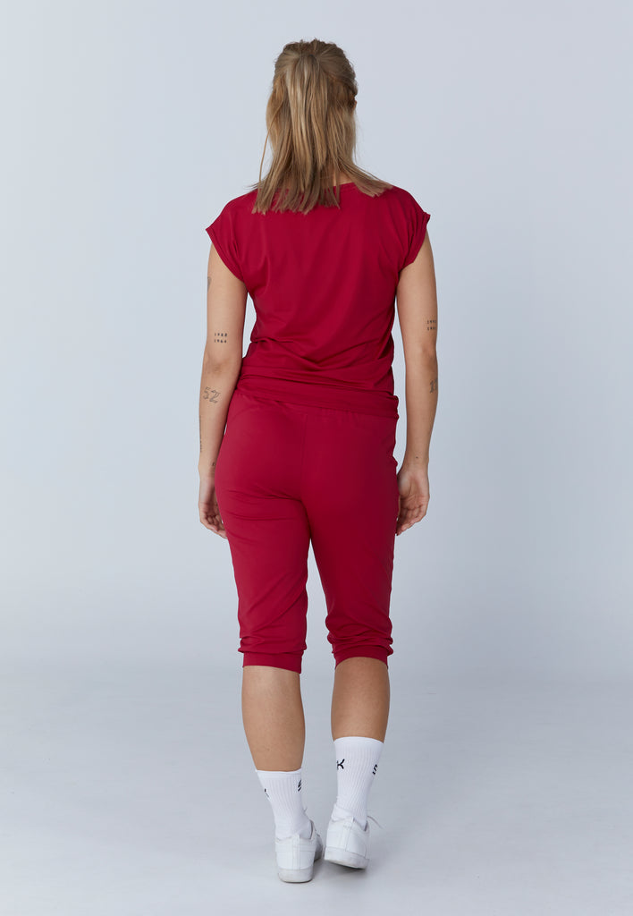 Mädchen & Damen Tennis Loose Fit Shirt V-Neck, bordeaux rot von SPORTKIND