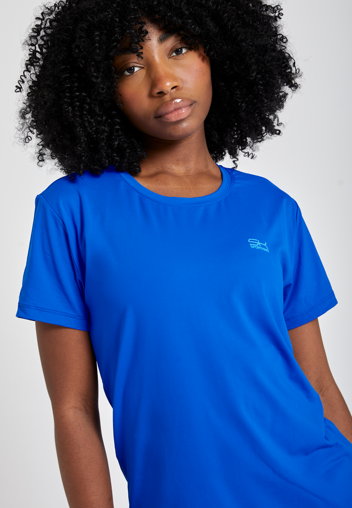 Mädchen & Damen Tennis Loose Fit T-Shirt Kurzarm, kobaltblau von SPORTKIND