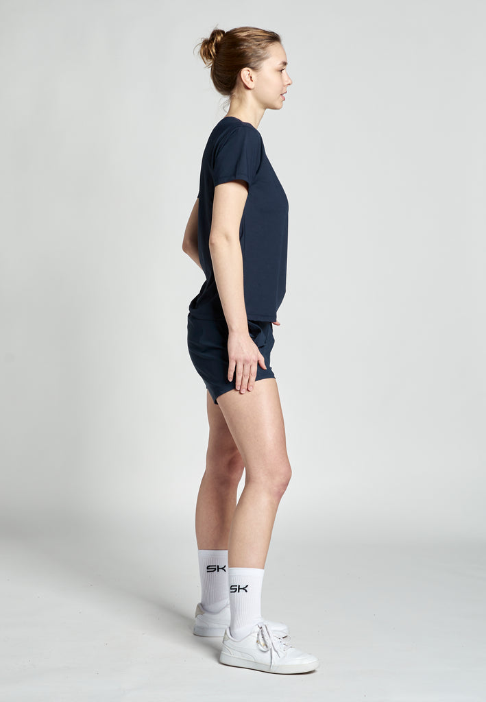 Mädchen & Damen Tennis Loose Fit T-Shirt Kurzarm, navy blau von SPORTKIND