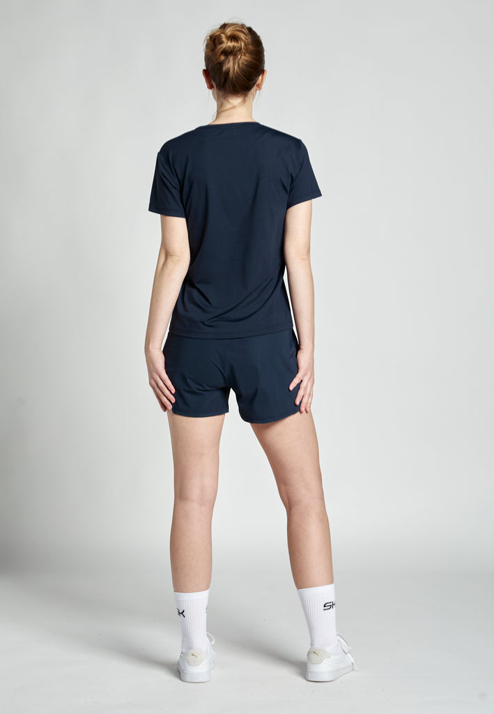 Mädchen & Damen Tennis Loose Fit T-Shirt Kurzarm, navy blau von SPORTKIND