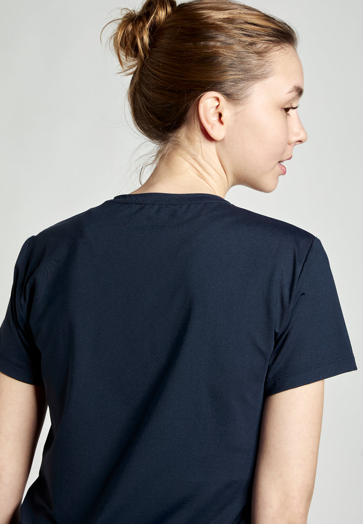 Mädchen & Damen Tennis Loose Fit T-Shirt Kurzarm, navy blau von SPORTKIND