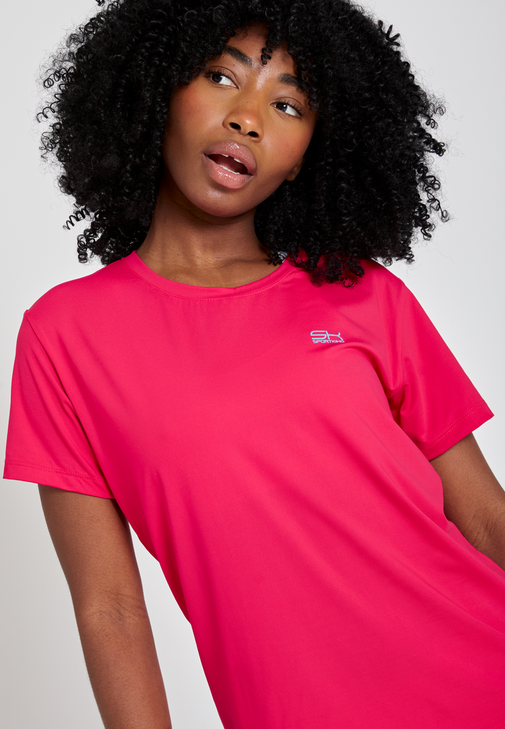 Mädchen & Damen Tennis Loose Fit T-Shirt Kurzarm, pink von SPORTKIND