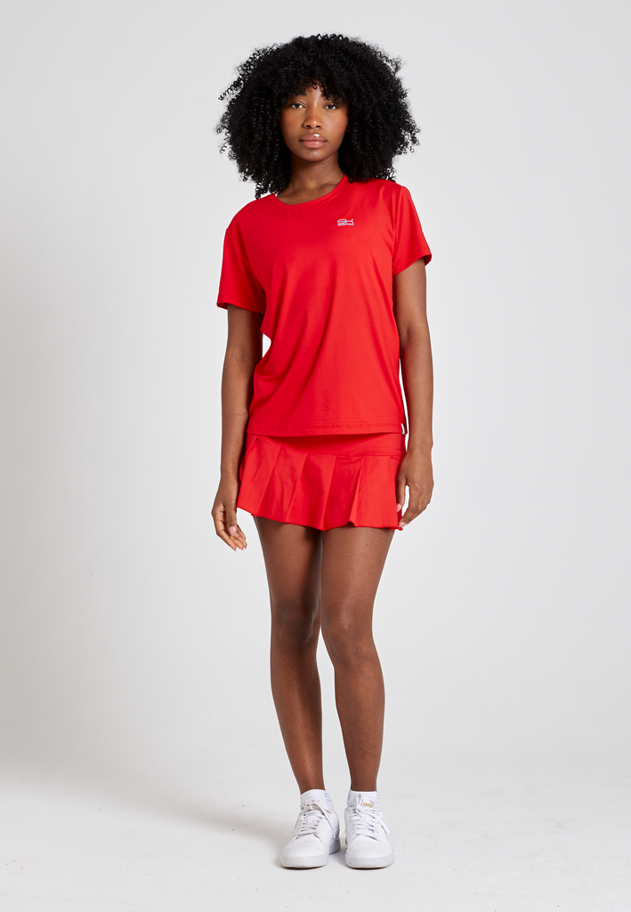 Mädchen & Damen Tennis Loose Fit T-Shirt Kurzarm, rot von SPORTKIND