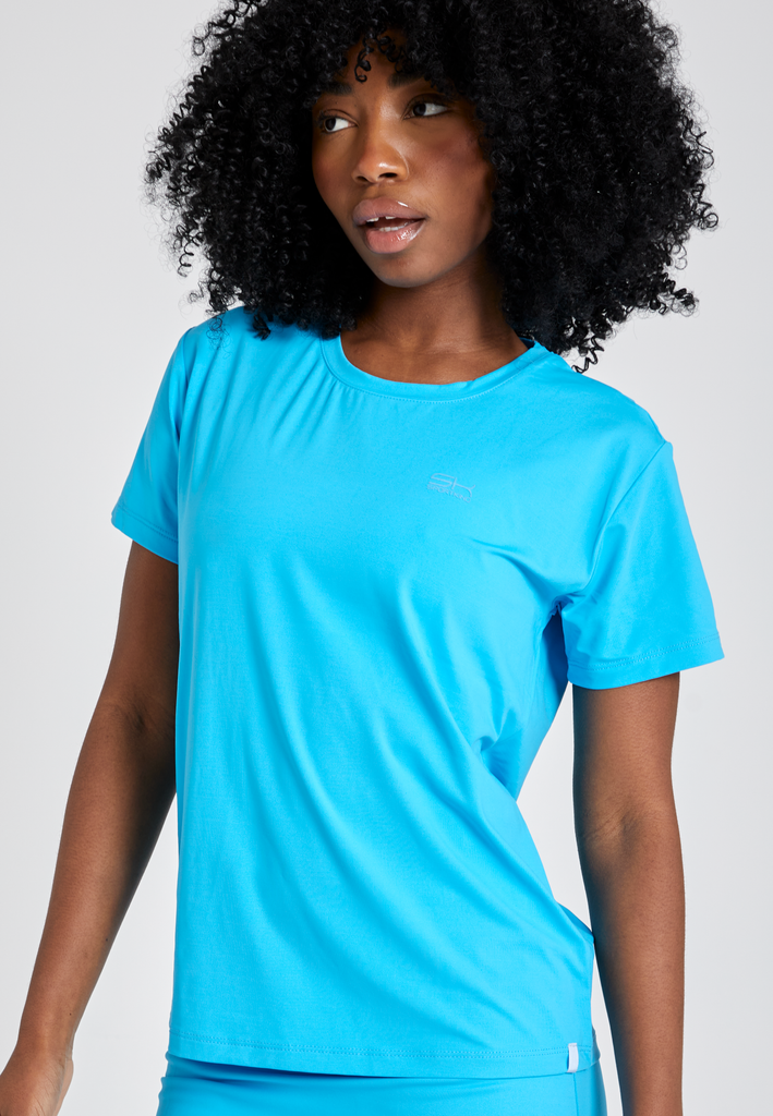 Mädchen & Damen Tennis Loose Fit T-Shirt Kurzarm, türkis von SPORTKIND