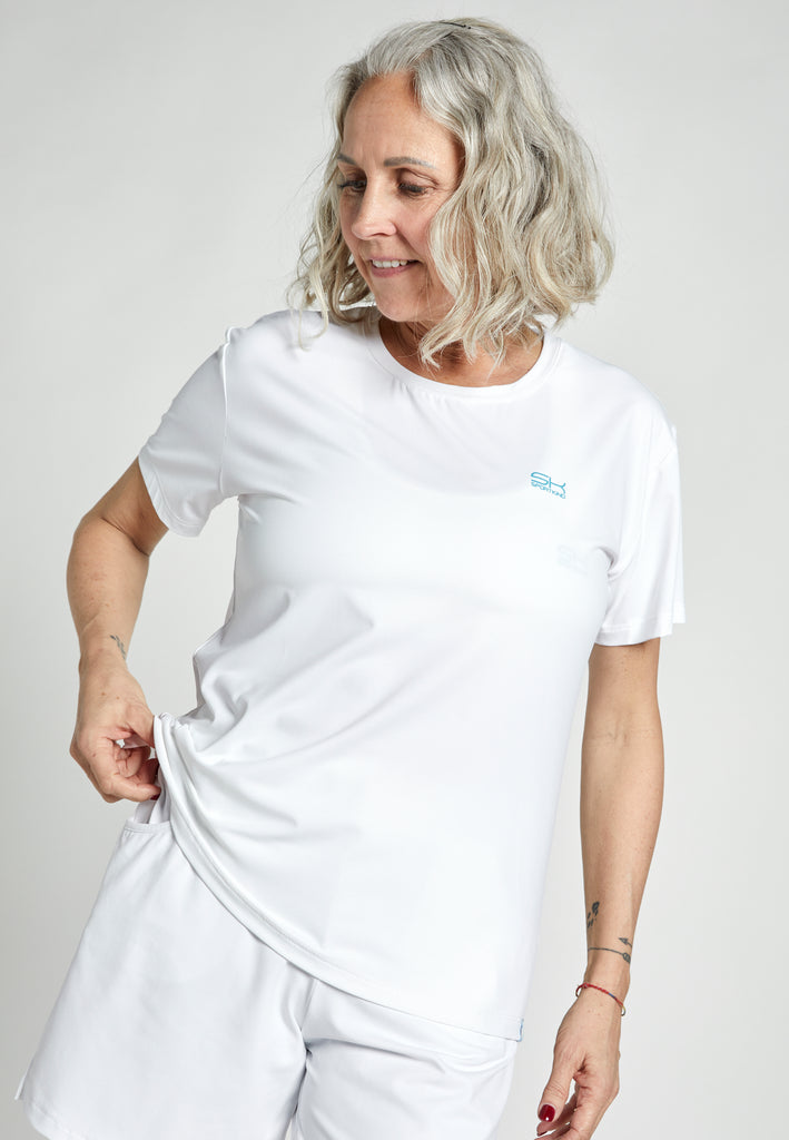 Mädchen & Damen Tennis Loose Fit T-Shirt Kurzarm, weiß von SPORTKIND