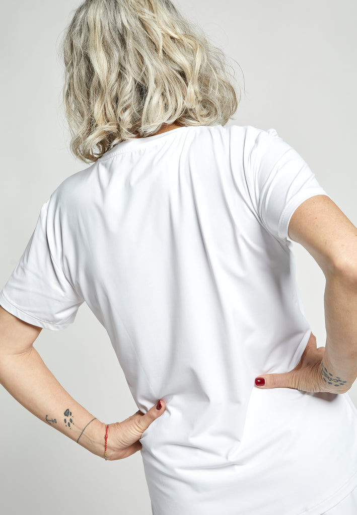 Mädchen & Damen Tennis Loose Fit T-Shirt Kurzarm, weiß von SPORTKIND