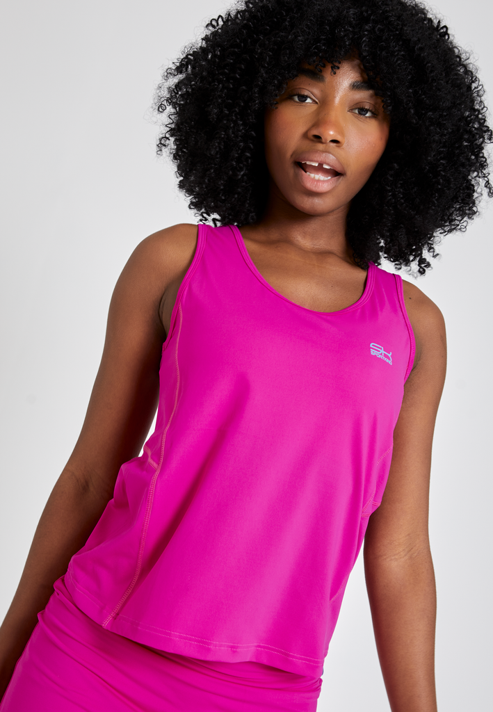 Mädchen & Damen Tennis Loose Fit Tanktop Basic, berry pink von SPORTKIND