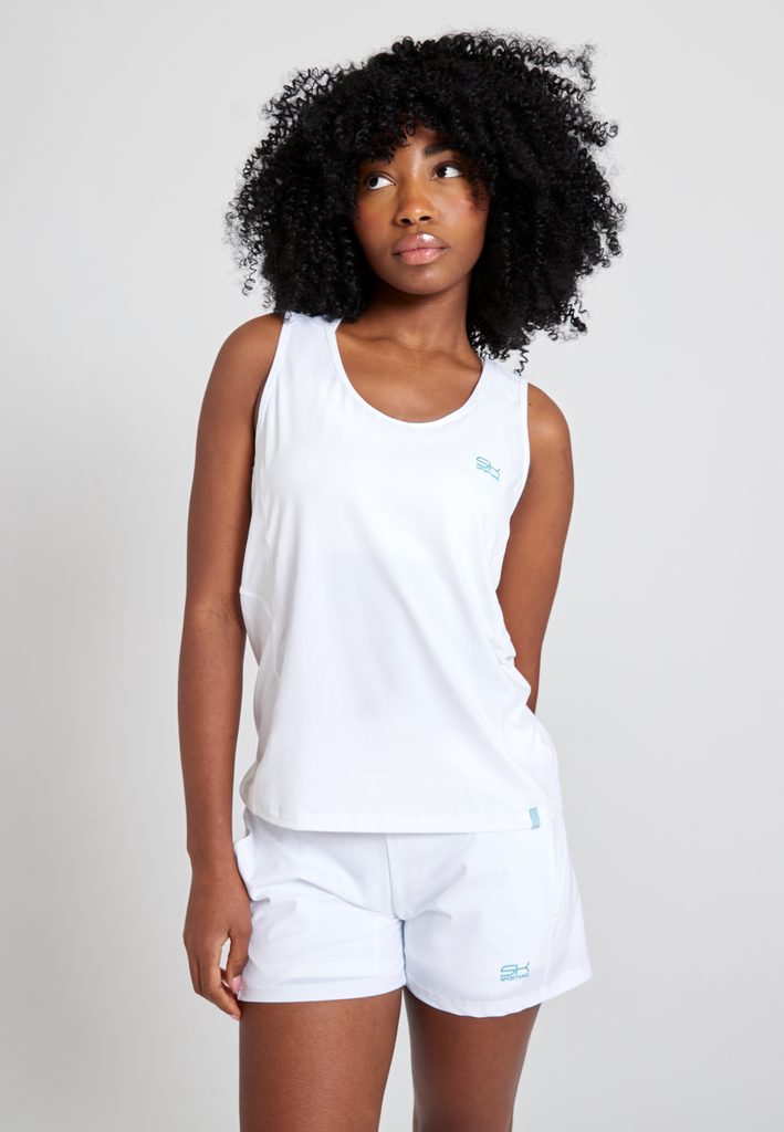 Mädchen & Damen Tennis Loose Fit Tanktop Basic, weiß von SPORTKIND
