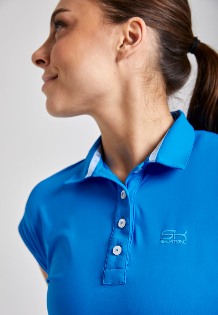 Mädchen & Damen Tennis Polo Shirt Loose-Fit, cyan blau von SPORTKIND