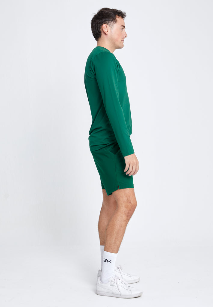 Jungen & Herren Tennis Rundhals Longsleeve Shirt, tannengrün von SPORTKIND