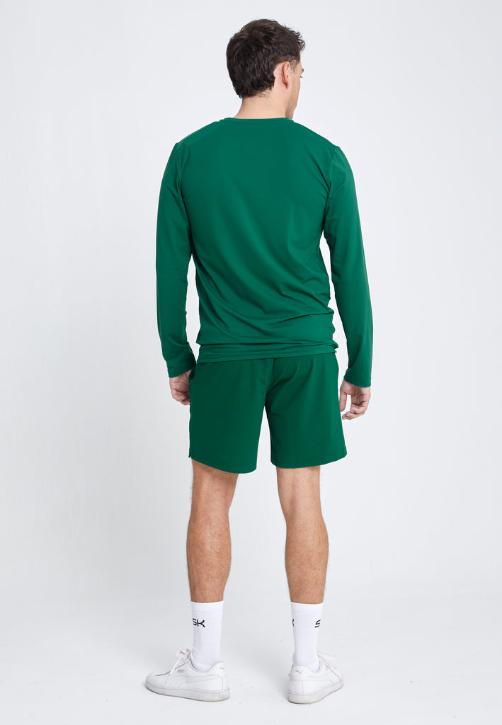 Jungen & Herren Tennis Rundhals Longsleeve Shirt, tannengrün von SPORTKIND