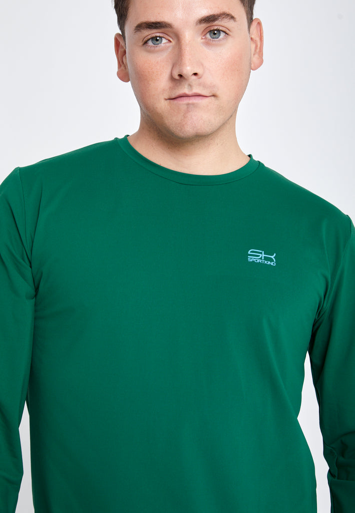 Jungen & Herren Tennis Rundhals Longsleeve Shirt, tannengrün von SPORTKIND