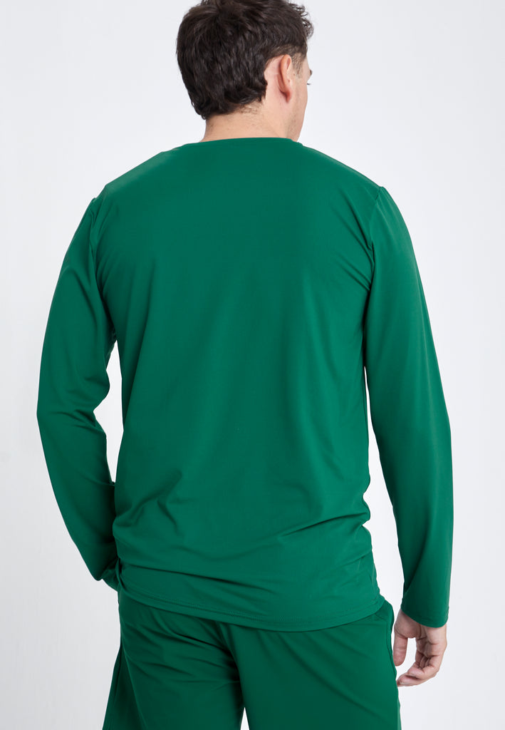 Jungen & Herren Tennis Rundhals Longsleeve Shirt, tannengrün von SPORTKIND