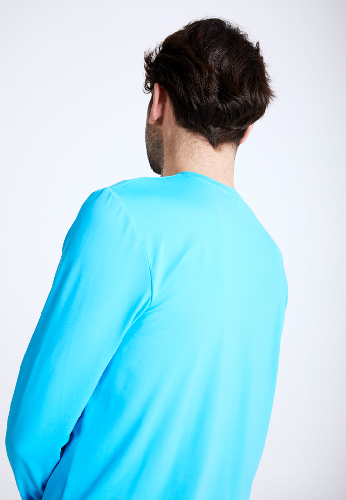 Jungen & Herren und Gender Tennis Rundhals Longsleeve Shirt, türkis von SPORTKIND