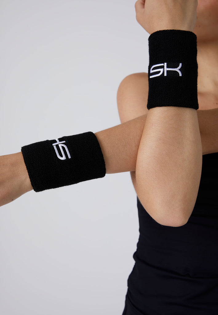 Unisex und Gender Tennis Schweißband groß 2er Set, schwarz von SPORTKIND