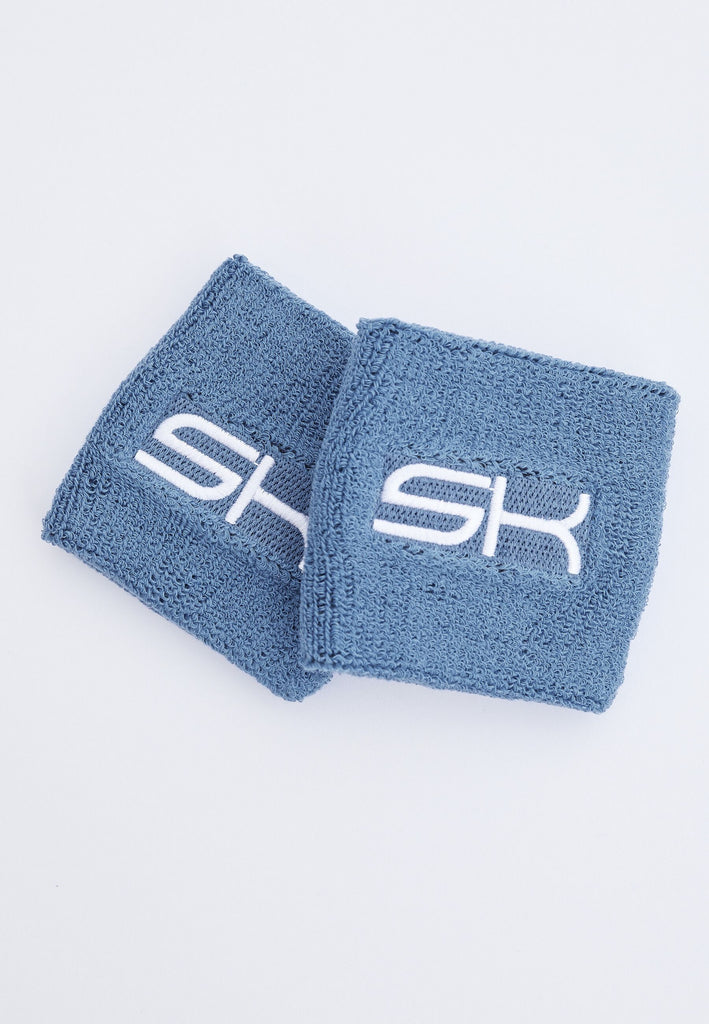 Unisex Tennis Schweißband klein 2er Set, grau blau von SPORTKIND