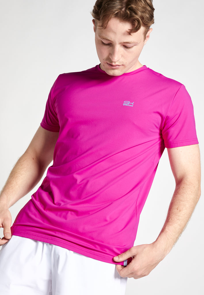 Jungen & Herren Tennis T-Shirt Rundhals, berry pink von SPORTKIND