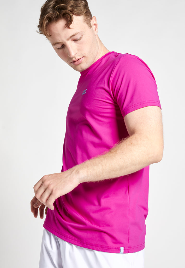 Jungen & Herren Tennis T-Shirt Rundhals, berry pink von SPORTKIND